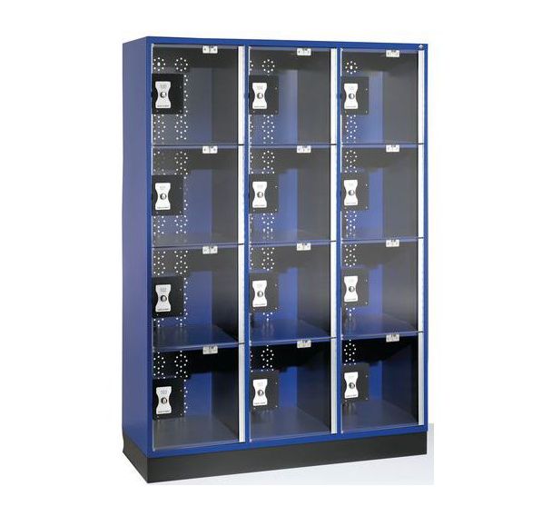 Vestiaire multicase 12 cases portes transparentes plexi