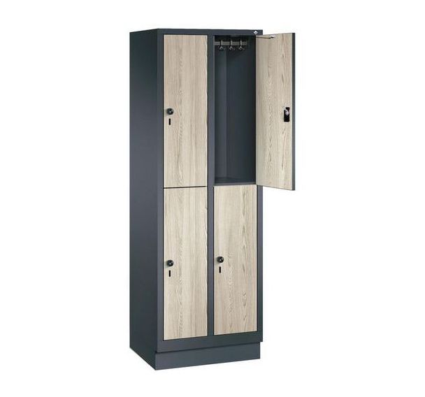 Vestiaire multicases porte bois Evolo II - 2 col./4 cases  Larg. 300 mm