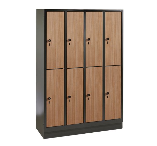Vestiaire multicases porte bois Evolo II - 4 col./8 cases  Larg. 300 mm