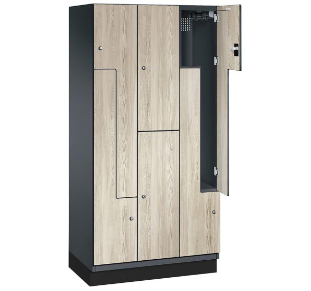 Vestiaire porte L bois - 6 cases 300 - 400 mm - Sur socle - CP