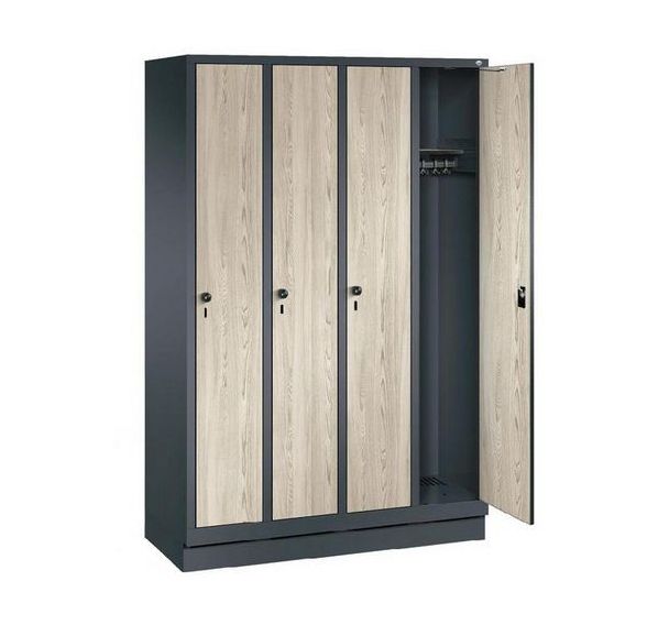 Vestiaire porte bois Évolo - 2 à 4 colonnes - 300 mm - Sur socle - CP