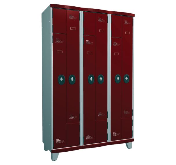 Vestiaire portes en L moraillon sur pieds largeur 400 mm 3 colonnes Acial