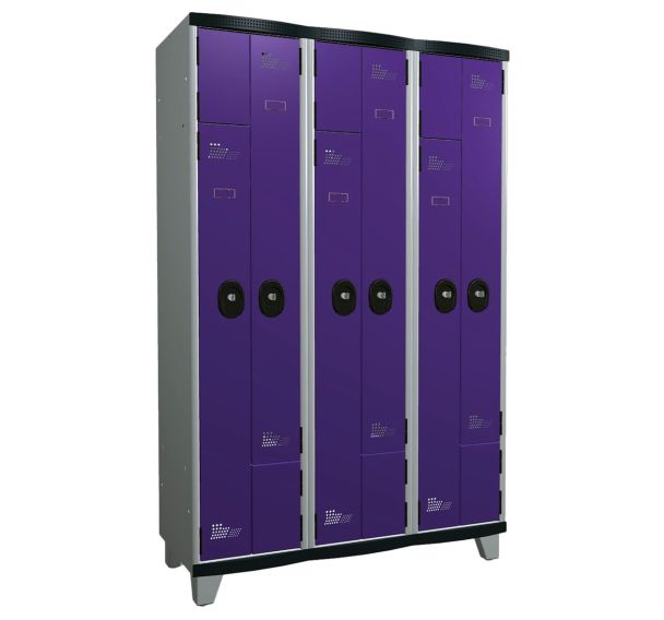 Vestiaire portes en L à clé sur pieds largeur 400 mm 3 colonnes Acial