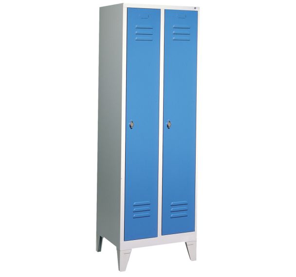 Vestiaire sur pieds, 2 compartiments, bleu clair