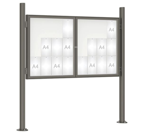 Vitrine 1000 - 105x180 - poteau Quatro complémentaire platines - gris Procity