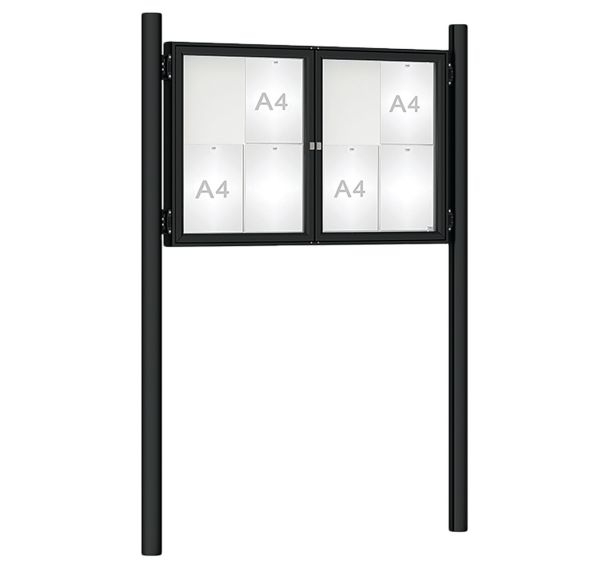 Vitrine 1000 double battant poteaux Ø 76mm initiaux scellement Procity