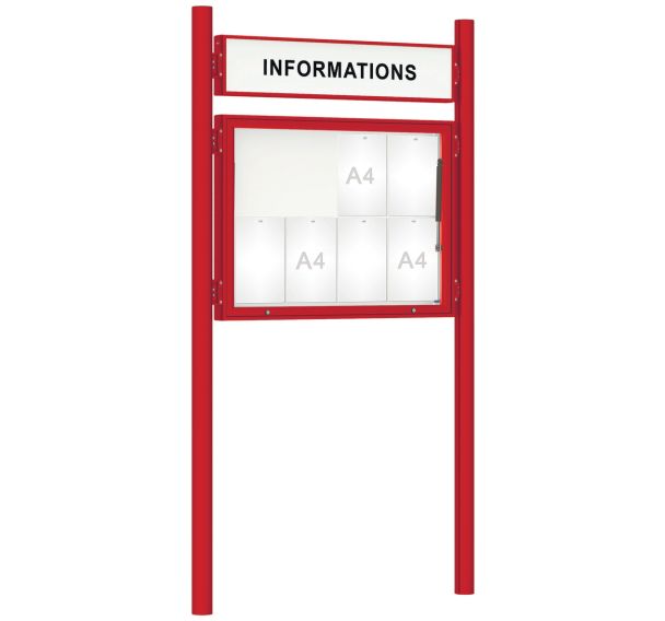Vitrine 1000 titre poteaux Ø 76 mm initiaux scellement - Procity