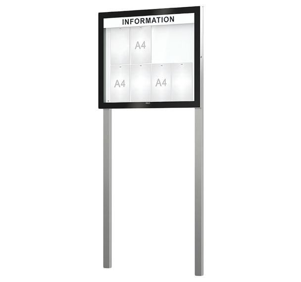 Vitrine Edge bandeau titre épaisseur 54 mm sur poteaux - Procity