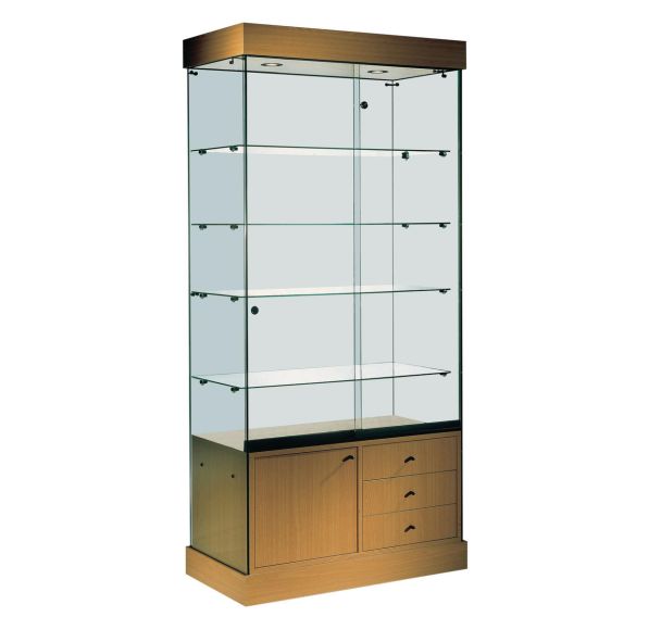 Vitrine Faggio Avec armoire basse et éclairage Lxhxp: 90 x 192 x 46 cm