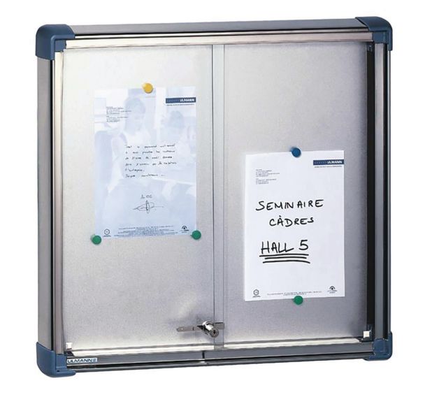 Vitrine affichage Inox fond tôle porte coulissante Ulmann