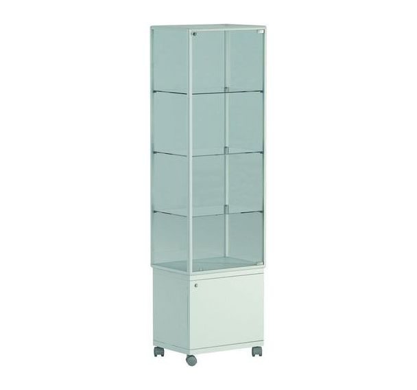 Vitrine d'exposition Déco blanche 180cm avec rangement - Manutan Expert