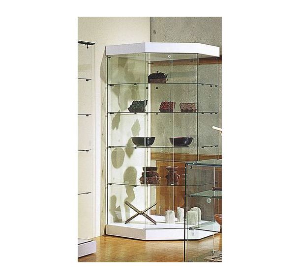 Vitrine d'exposition d'angle électrifiée 82 x 185 x 82 cm