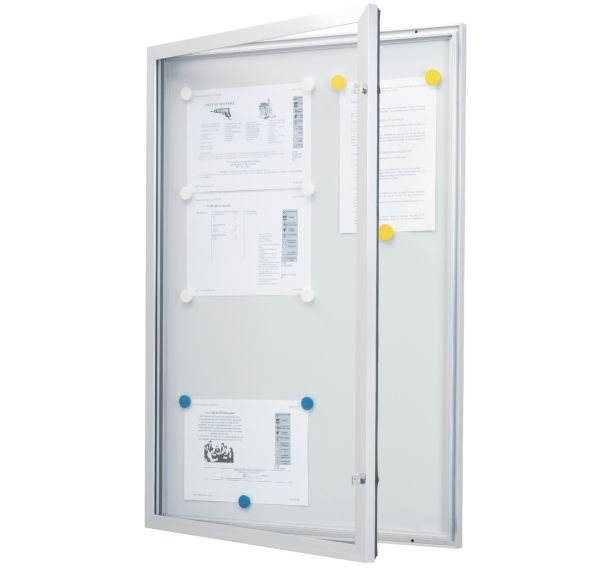 Vitrine d'extérieur porte battante - Fond aluminium - Porte en verre de sécurité - Serrure identique