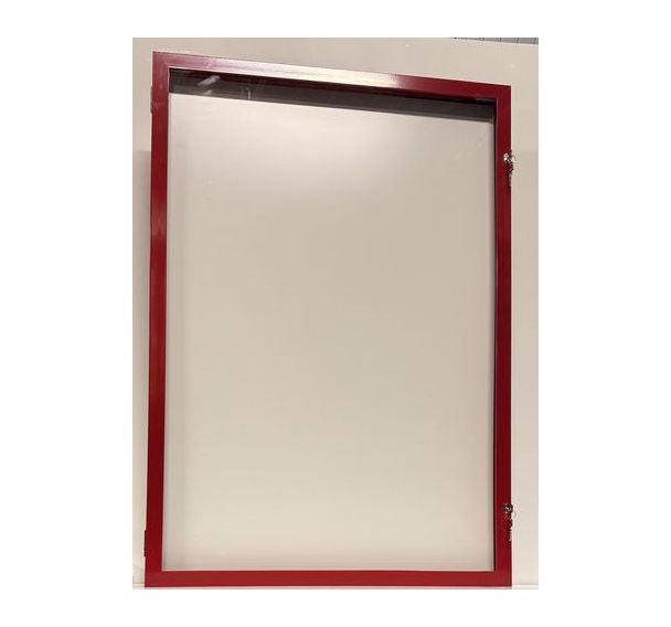 Vitrine d'exterieur porte battante - Fond aluminium -cadre rouge - AME