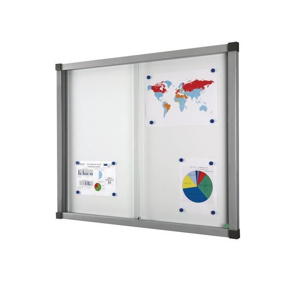 Vitrine d'intérieur Cube - Fond aluminium - Porte en verre de sécurité