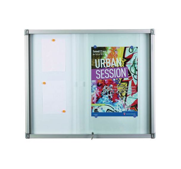 Vitrine d'intérieur Leaf - Fond aluminium - Porte en verre de sécurité