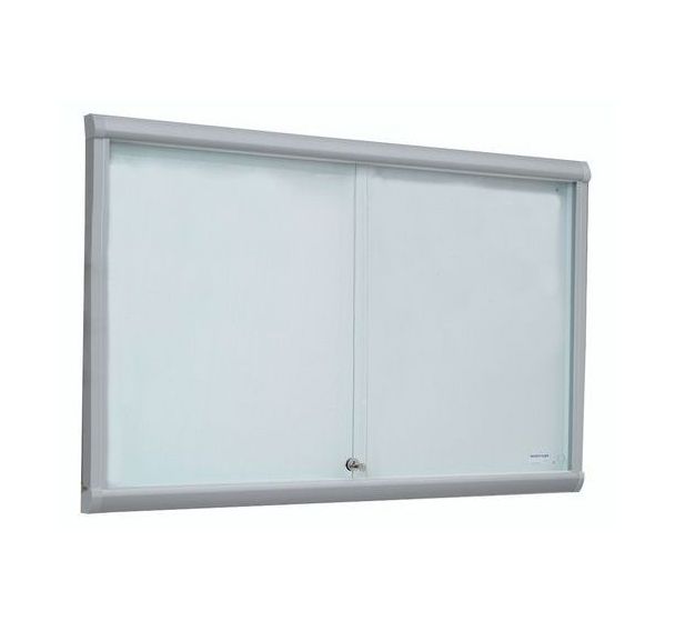 Vitrine d'intérieur portes coulissantes Leader - Fond aluminium - Porte en verre de sécurité