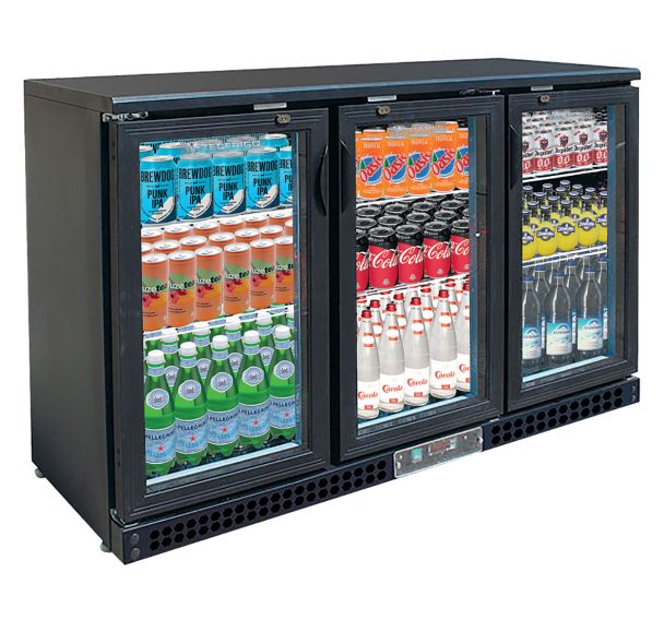 Vitrine de présentation boissons - 3 portes battantes - 382L- PUB315
