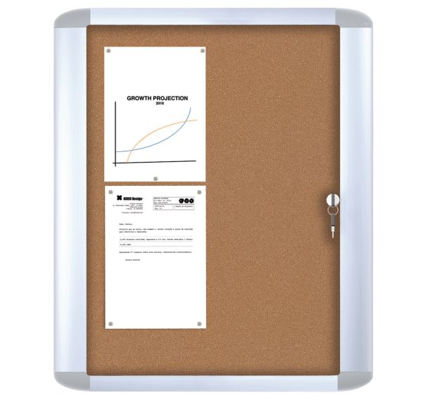 Vitrine d'intérieur Mastervision - Fond liège - Porte en verre de sécurité