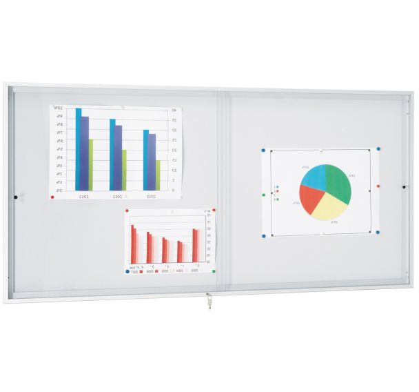 Vitrine d'intérieur portes coulissantes - Fond aluminium - Porte en plexiglass