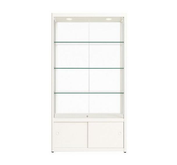 Vitrine exposition avec rangement - 95x50x200 cm - Blanc