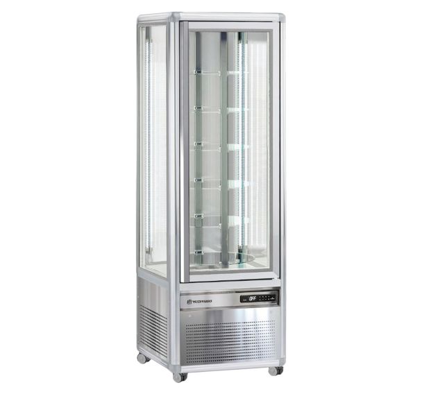 Vitrine verticale Snelle positive ventilée 350 L, tablettes en verre rotatives