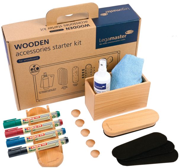 Whiteboard board accessory set 17-pièces WOODEN