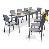 1 table Tolede 270x90cm+8 chaises Tolede+2 fauteuils