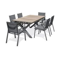 1 table jardin Floride plateau HPL + 6 fauteuils