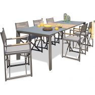 1 table jardin Honfleur 250x100cm+6 fauteuils