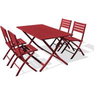 1 table jardin Marius 140x80cm carmin + 4 chaises carmin