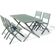 1 table jardin Marius 140x80cm kaki + 4 chaises kaki