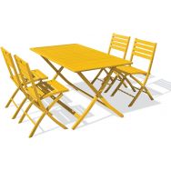 1 table jardin Marius 140x80cm moutarde + 4 chaises moutarde