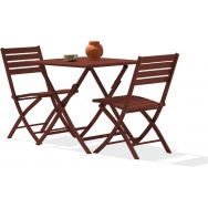 1 table jardin Marius 70x70cm+2 chaises carmin