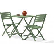 1 table jardin Marius 70x70cm+2 chaises lagune