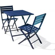 1 table jardin Marius 70x70cm+2 chaises marine