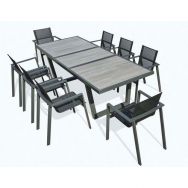 1 table jardin Ohos 251x95cm+8 fauteuils Miami alu