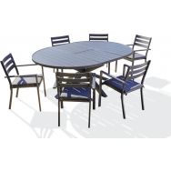 1 table jardin Pelosa 199x145cm+6 fauteuils Pelosa