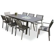 1 table jardin Stockholm225x96cm+6 chaises+2 fauteuils