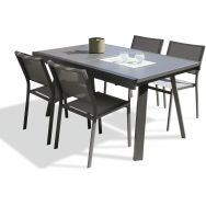 1 table jardin Stockholm 225x96cm+4 chaises