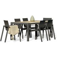 1 table jardin Venise 195x90cm+6 fauteuils Miami