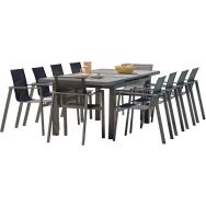 1 table jardin Venise 250x95cm+10 fauteuils Miami