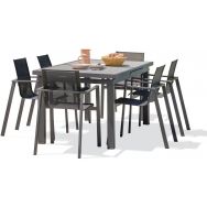 1 table jardin Venise 250x95cm+6 fauteuils Miami