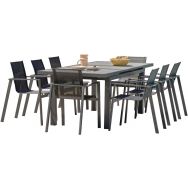 1 table jardin Venise 250x95cm+8 fauteuils Miami alu