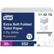 30 rouleaux Papier toilette Premium extra doux Tork Blanc