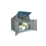 Abri pour conteneurs à déchets Secomat - 3 cloisons, portes et plancher
