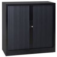Armoire basse à rideaux en kit - Largeur 120 cm, Structure coloris : Noir