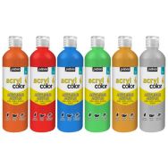 Assortiment 6 flacons 500 ml Acryl'Color Pebeo peinture pailletée