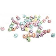 Bocal 180 (environ) perles toupies plastique multicolores à rayures