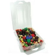 Boîte 200 g perles bois, formes et couleurs assorties